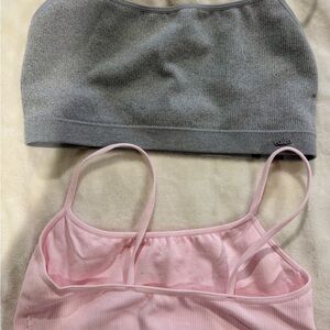 Gray and Pink Sports Bras with Seamless Design